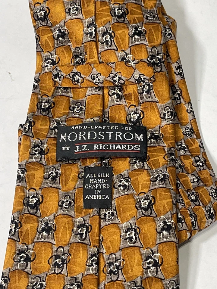 Corbata de seda JZ Richards para Nordstrom naranja geométrica vintage hecha a mano EE. UU. Foto 4 de 4
