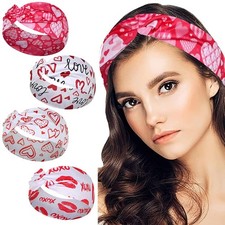 4Pcs Valentine's Day Headbands for Women - Heart Love Valentines,