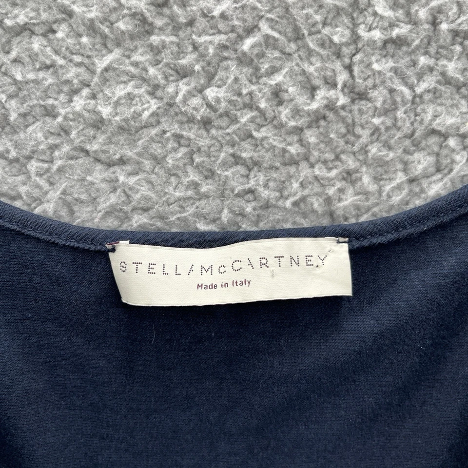 Vestido Stella McCartney Mujer 6 Azul Ligero Plisado Corbata Cintura Volantes Tanque Mini Foto 3 de 4