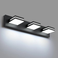 LED Bathroom Vanity Light 3-Light 24" Matte Black Wall Fixture Over Mirror 6000K