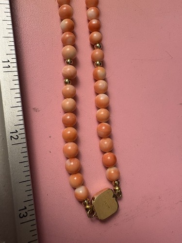 Collana Vintage 27,5” Corallo Rosso Chiusura Oro 14K Perline di Corallo - Foto 5 di 7