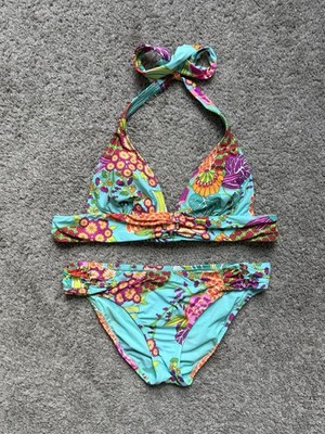 Trina Turk Tokyo Bay Floral Bikini Set Sz 4 Halter Top & Sz 6 Bottom Resortwear