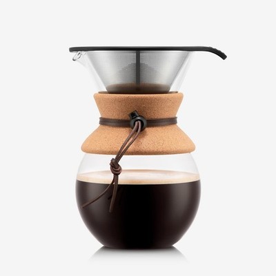 BODUM 11571-01 Pour Over Coffee Maker with Permanent Filter 34 Oz Black