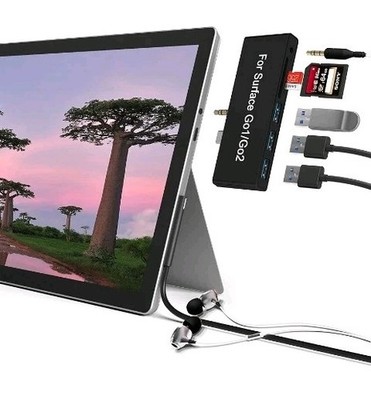 Surface Go Docking Station USB C Hub 6-in-2 3.5mm Audio SD TF Card Reader