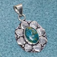 Copper Blue Apatite 925 Silver Plated Pendant 1.6