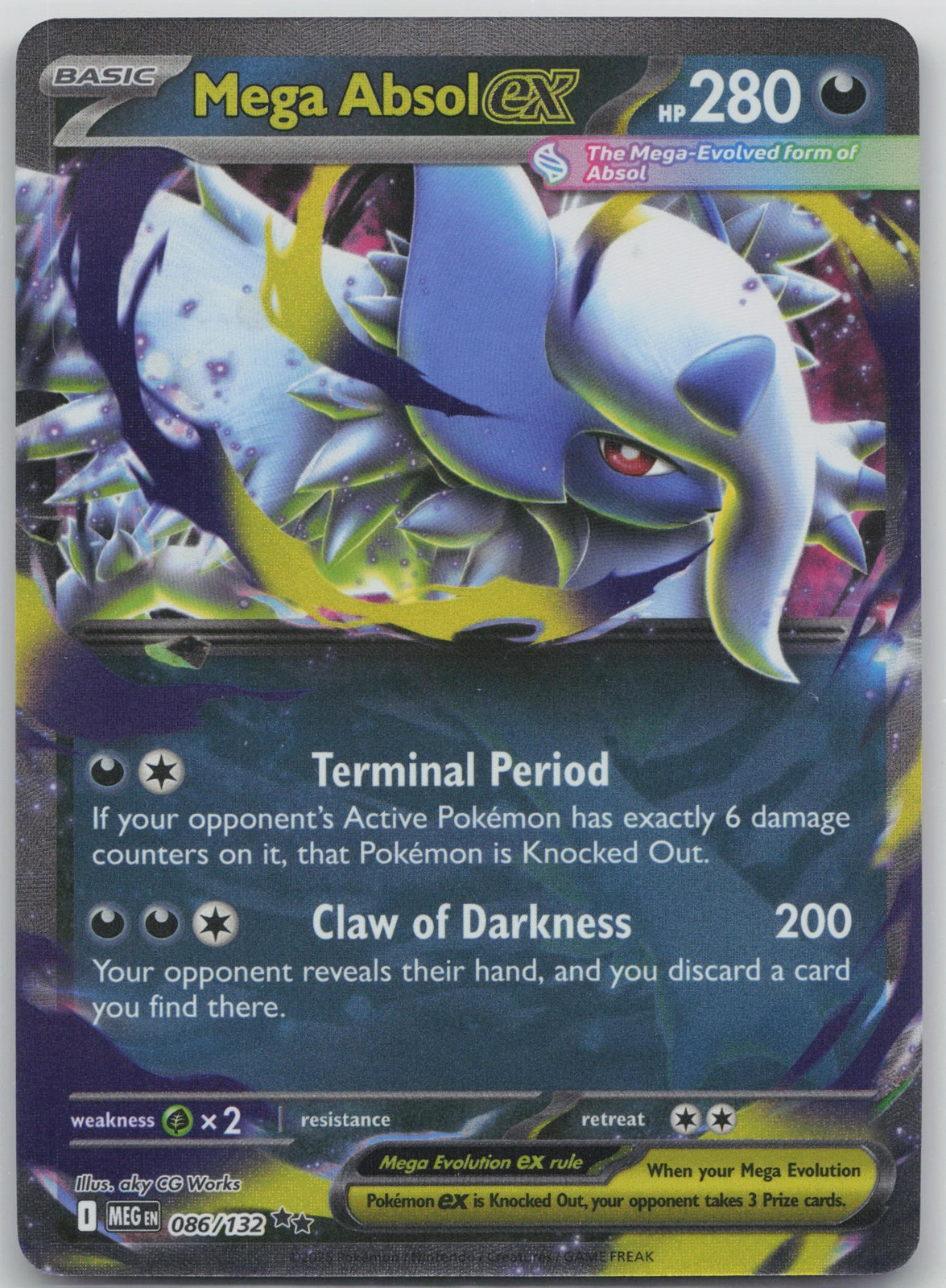 Mega Absol ex - Double Rare Darkness ME01: Mega Evolution 086/132 NM 2025 aky CG