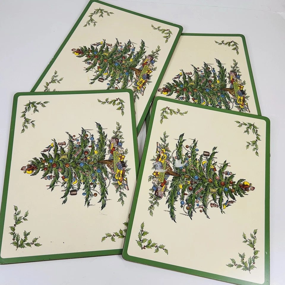 Vintage Spode Christmas Tree Cork Backed Placements 12 x 16 Set of 8 - Image 4 of 4