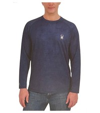 Spyder Swim Men's Long Sleeve Tee Rash Guard Shirt Dark Blue, S