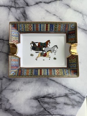 Hermès Cheval d'Orient Porcelain Ashtray Catchall Tray Rectangular
