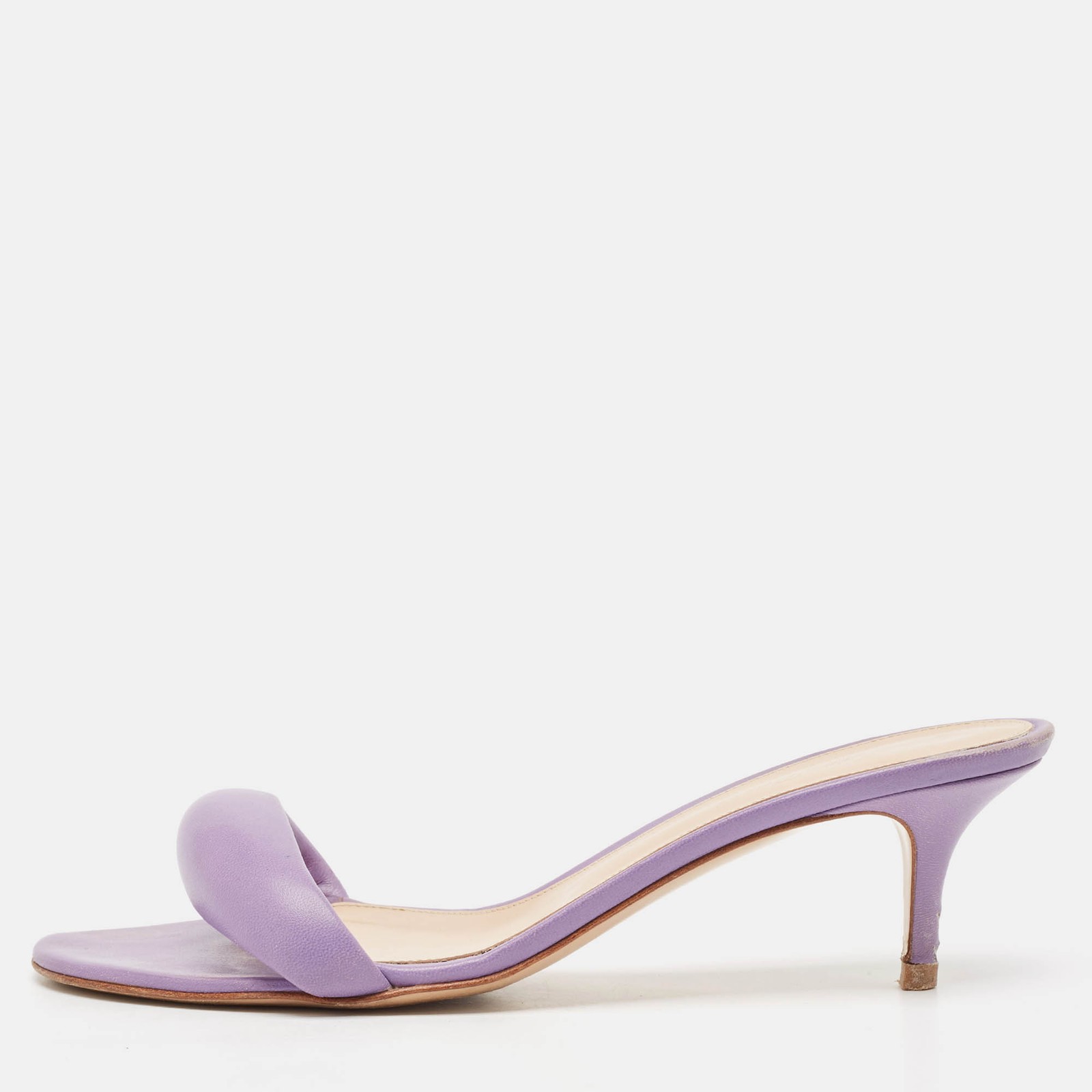 Gianvito Rossi Purple Leather Elle Slide Sandals Size 40