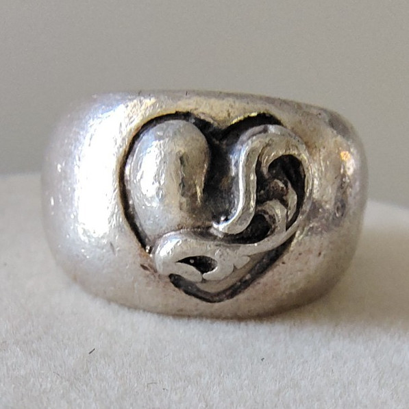 ​RARE 1995 Chrome Hearts Sterling Silver Heart in Band Ring Sz 6.75 Acid Tested