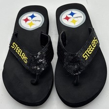 Ladies Pittsburgh Steelers Flip Flops, Size 7