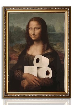 Funny Eclectic Bathroom Canvas Wall Art Vintage Humor Fun Mona Lisa Portrait ...