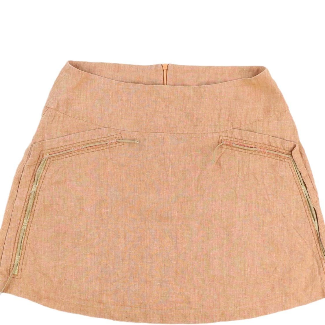 90s Mini Skirt Vintage Linen Skirt Retro y2k Skirt Orange Size Medium