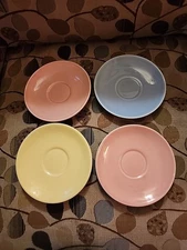 Lot of 4 LuRay Pastels bread/dessert plates Pink Blue Yellow