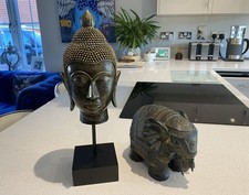 Budha head & Elephant statue - Lovely set