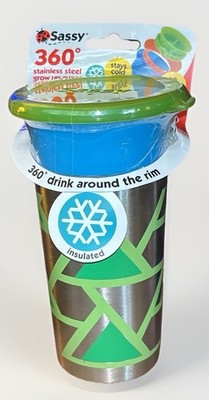 Sassy 360 Degree Grow Up Thermos Cups 9 oz - 12 Oz 360 Degree Insulated NEW