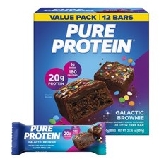 Pure Protein Galactic Brownie Bars 20g 12 Count Pack of 1 , brown