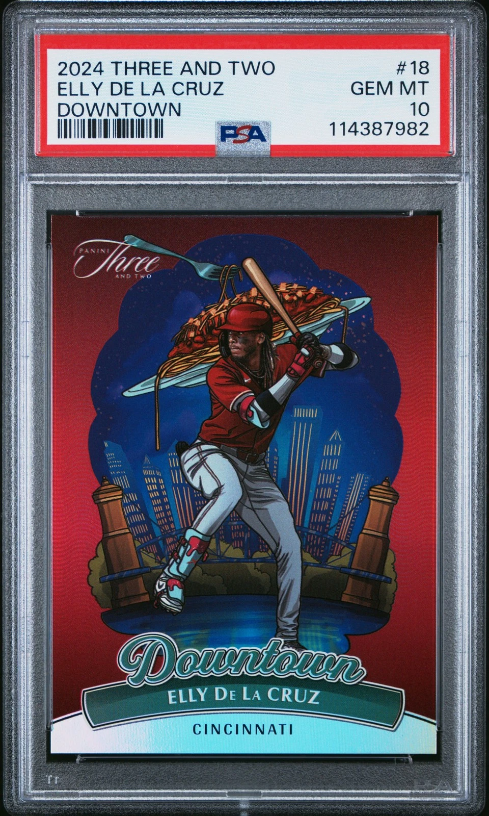 Deal for 2024 Panini Three And Two Downtown #18 Elly De La Cruz PSA 10