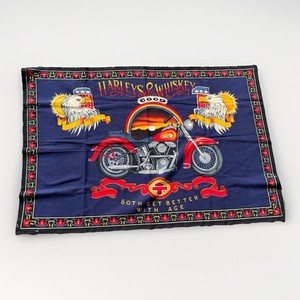 Vintage Harley & Good Whiskey 52x34 Large Motorcycle Tapestry Wall Hanging Biker