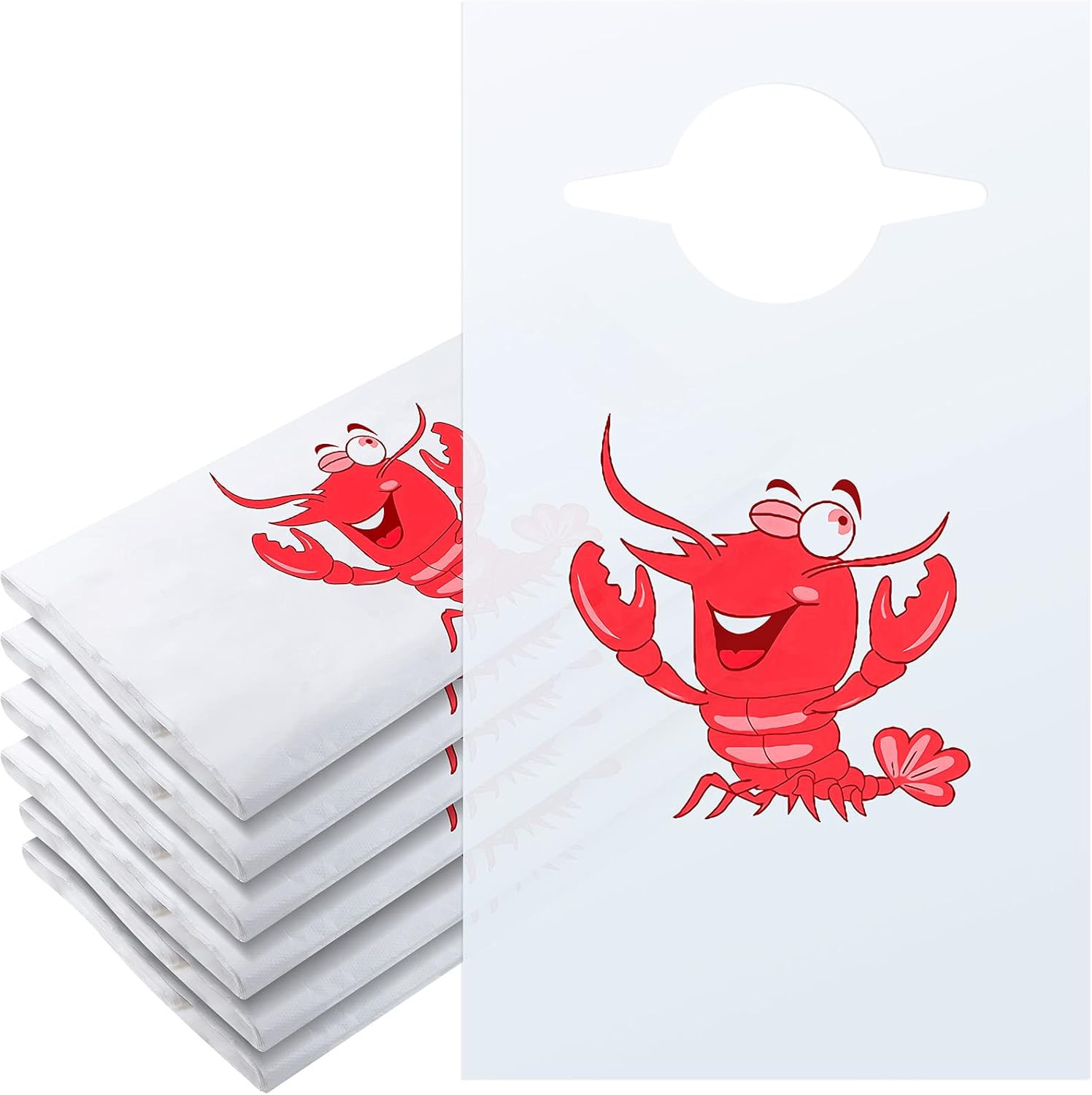 50 Pieces Disposable Adults Bibs Lobster Bibs Plastic Funny Bibs 23 Inches for S