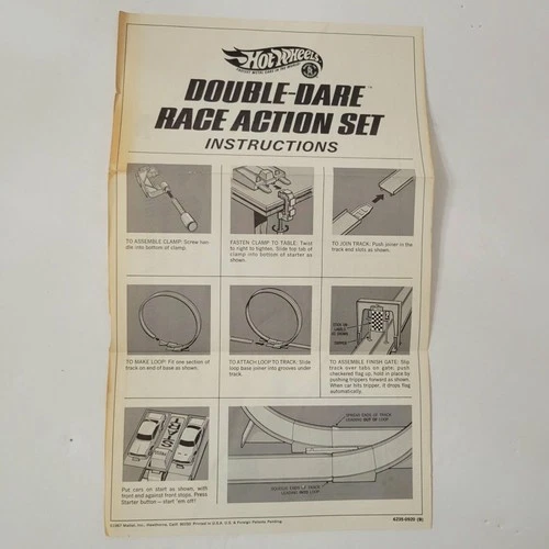 Vintage 1967 Hot Wheels Double-Dare Race Action Set Instructions Only Ephemera