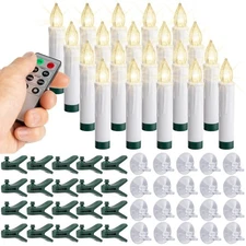 10 Pack LED Flameless Red Taper Clip On/Suction Cup Candles for Christmas