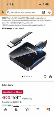 Brand New 2026 Upgraded Wireless HDMI Display Dongle Adapter, Transmitter Stream