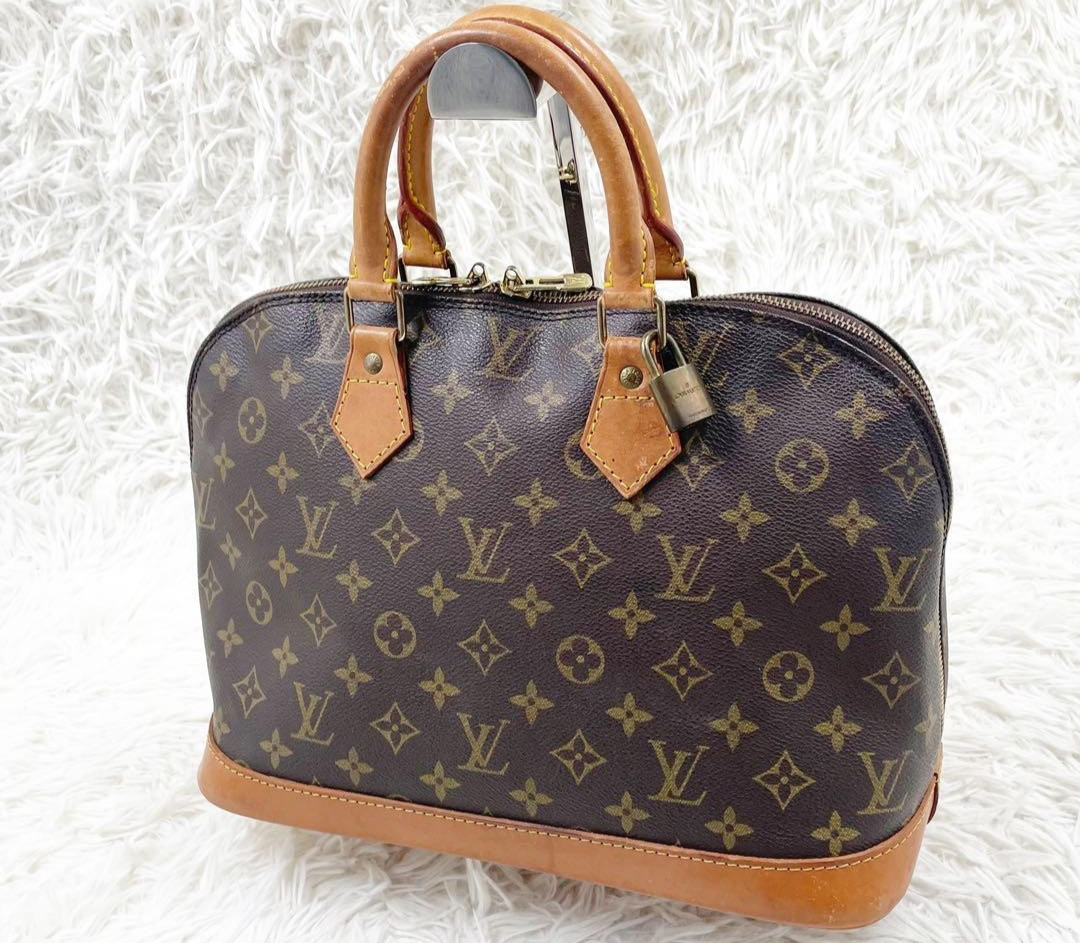 Authentic Louis Vuitton Monogram Alma PM Handbag M51130 Brown Padlock Vintage