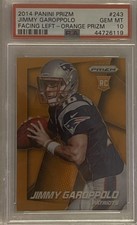 2014 Panini Prizm - Jimmy Garoppolo #243 Orange Prizm Both Hands on Ball, Facing