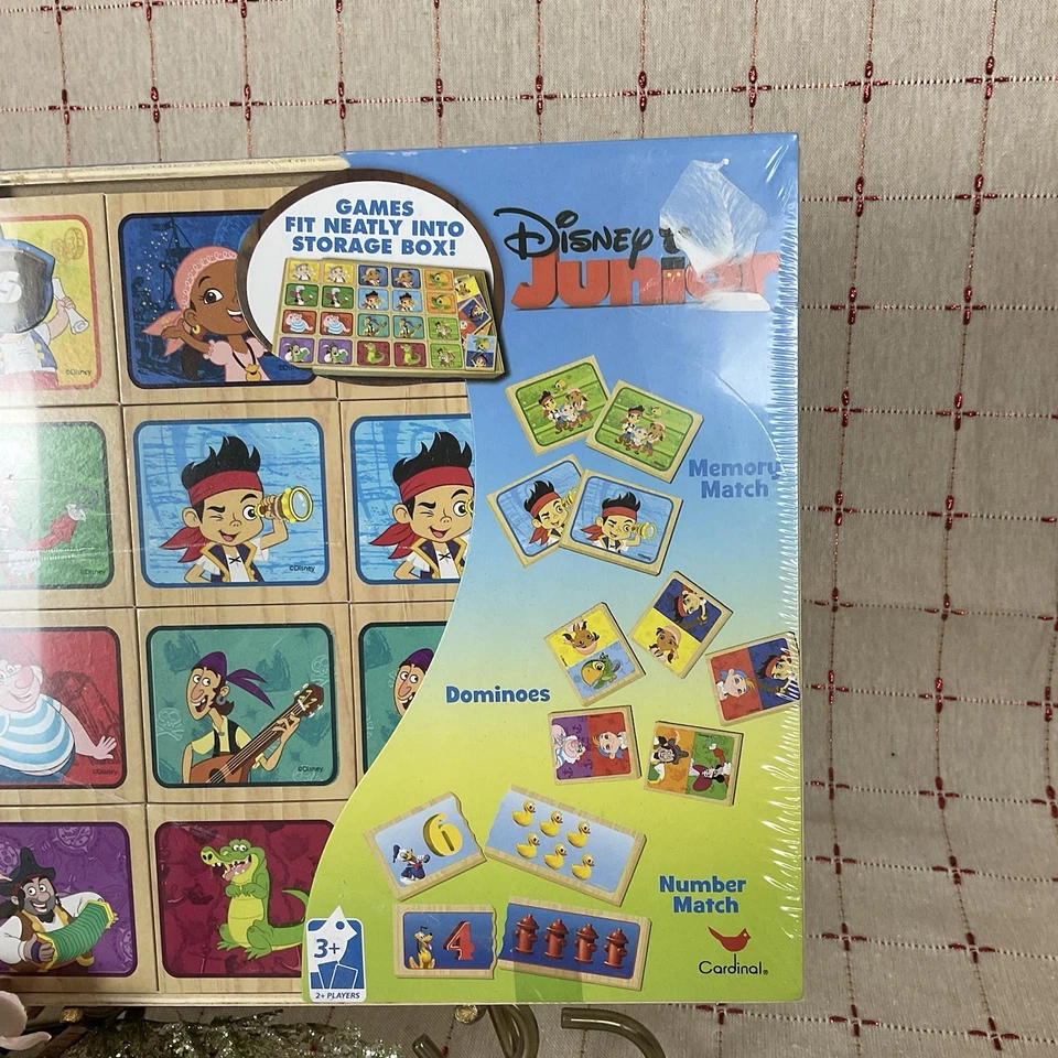 Disney Junior 3 Wood Games Set – Memory, Dominoes, Number Match NEW Sealed - Image 3 of 4