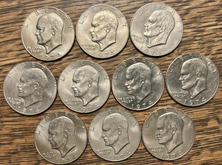 1974 Eisenhower Ike One Dollar Coins Lot of (10) $1 Circulated