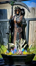 Tonantzin Santa Muerte Coatlicue 13" Black Gold Quartz Evil Eye Santísima Altar