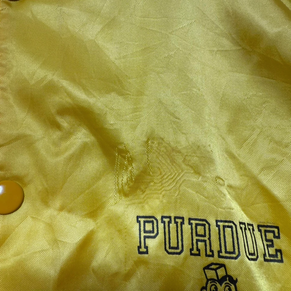 Vintage 70s 80s Purdue Boilermakers NCAA Satin Snap Bomber Jacket USA Made - XL - Image 4 of 4