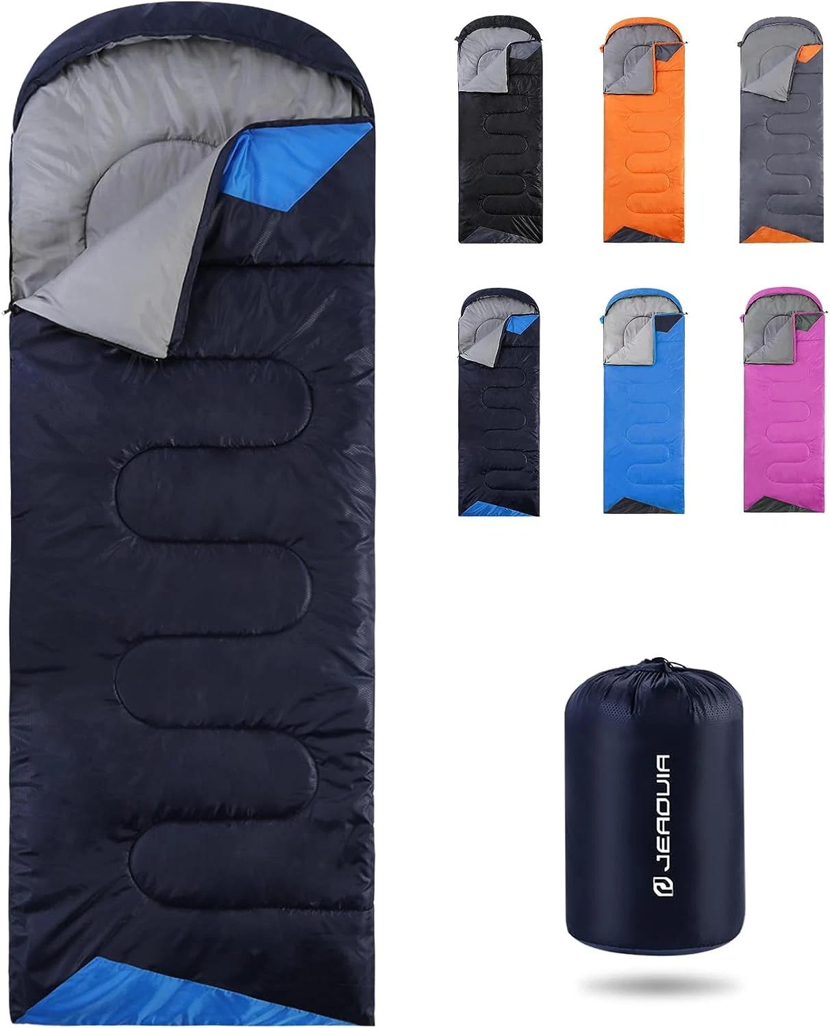 Lightweight Waterproof Sleeping Bag for Adults - Cold Weather, Navy Blue