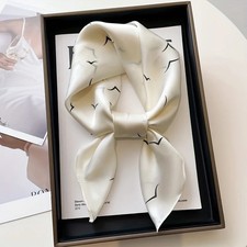 Bird Dot Print Spring Scarfves Summer Women Square Scarf Satin Shawl Headscarf