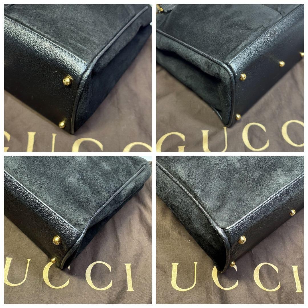 GUCCI Bamboo Handle Suede Leather Shoulder Bag Black Women's Crossbody thumbnail 10