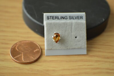 EINZELOHRRING ~ ein 0,61ct Honiggelber Turmalin Solitär Feinsilber 7x5mm