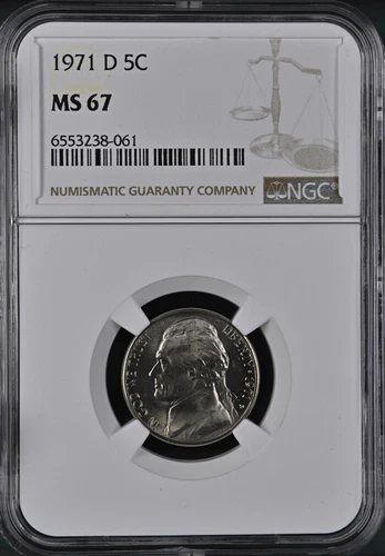 1971-D 5C Jefferson Nickel NGC MS67     6553238-061
