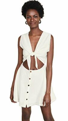MSRP $138 Peixoto Sofi Dress, Coconut Stripe, Size Large White