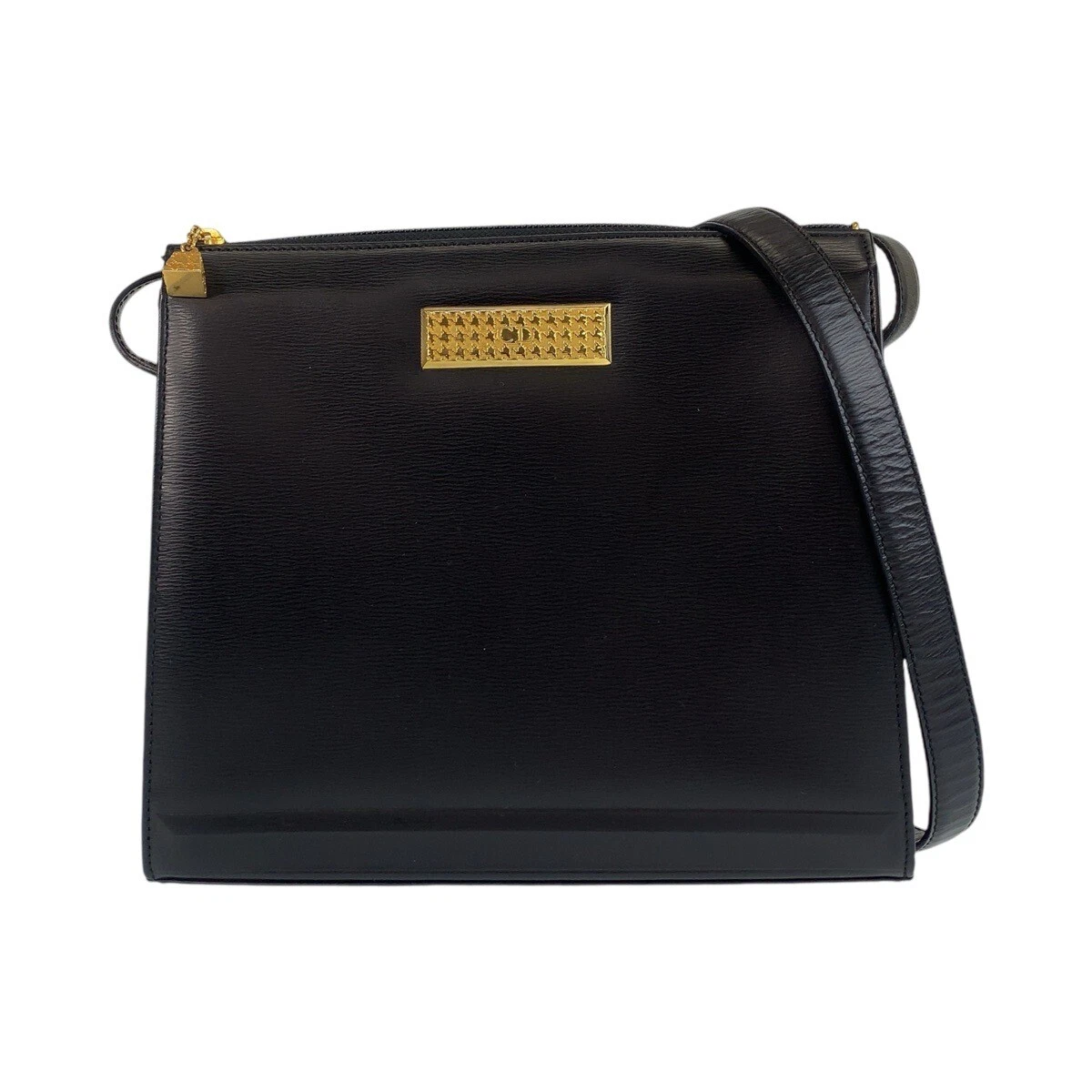 Christian Dior vintage sac à bandoulière diagonale sac messager noir or quincaillerie