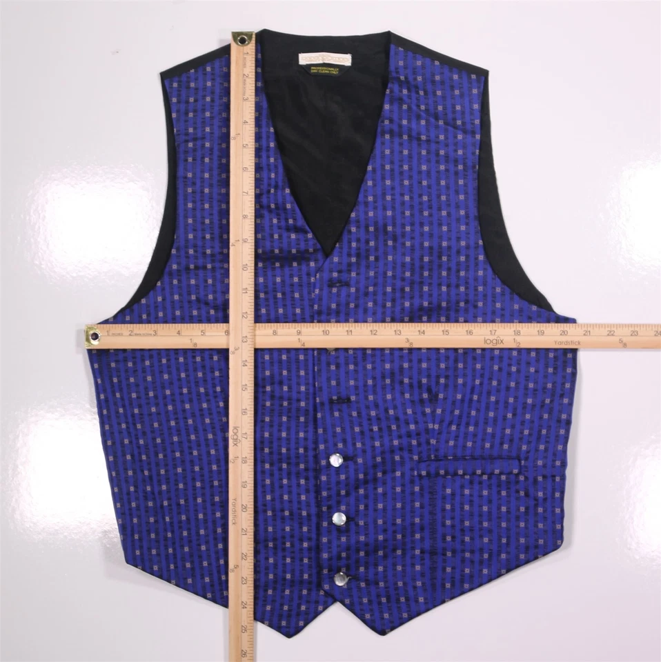 Carrot Gibbs Vest Royal Blue Jacquard Woven Silk Formal Men's Medium - Image 3 of 4