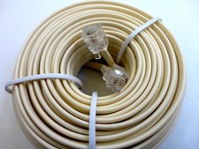 5pc. 50 Foot RJ11 Modular Phone/Telephone Wire Line Flat Cord/Cable, 6P4C, Ivory