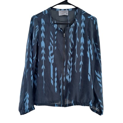 Ruff Hewn Grey Semi Sheer Full Zip Top Lightweight Gray Blue Women s XS NEW