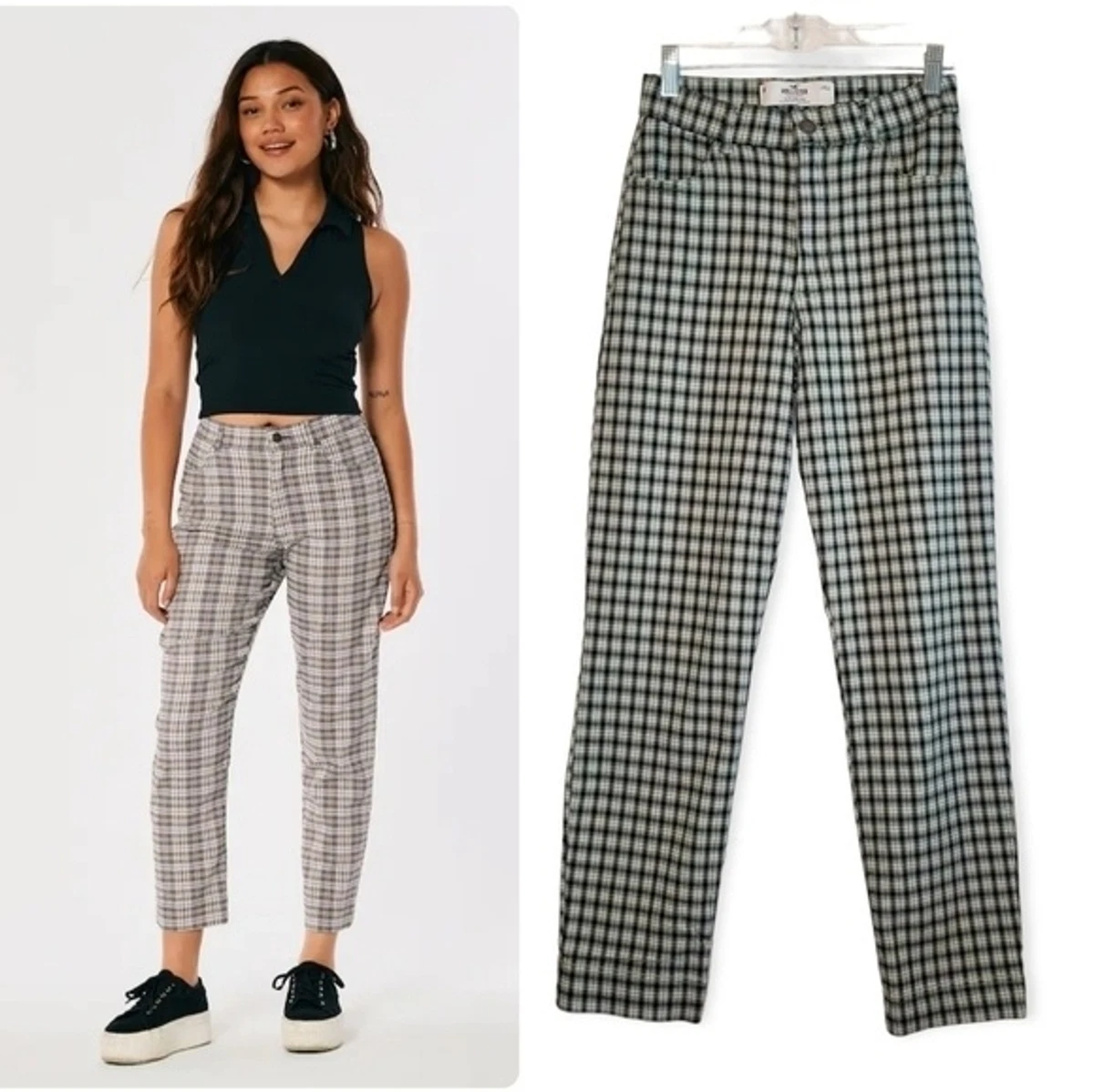 Hollister Ultra High-rise Plaid Mom Pants