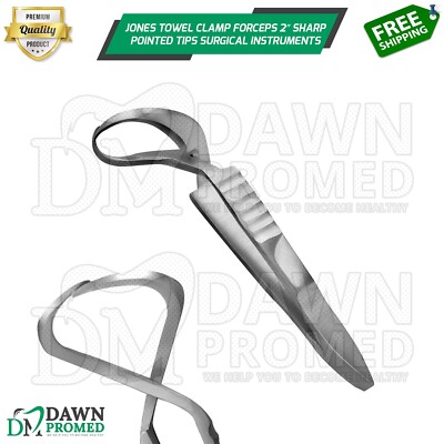 Jones Towel Clamp Forceps 2  Sharp Pointed Tips Veterinary Surgical Instruments