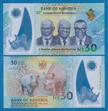 Namibia 30 Dollars P 18 UNC 2020 Commemorative Polymer