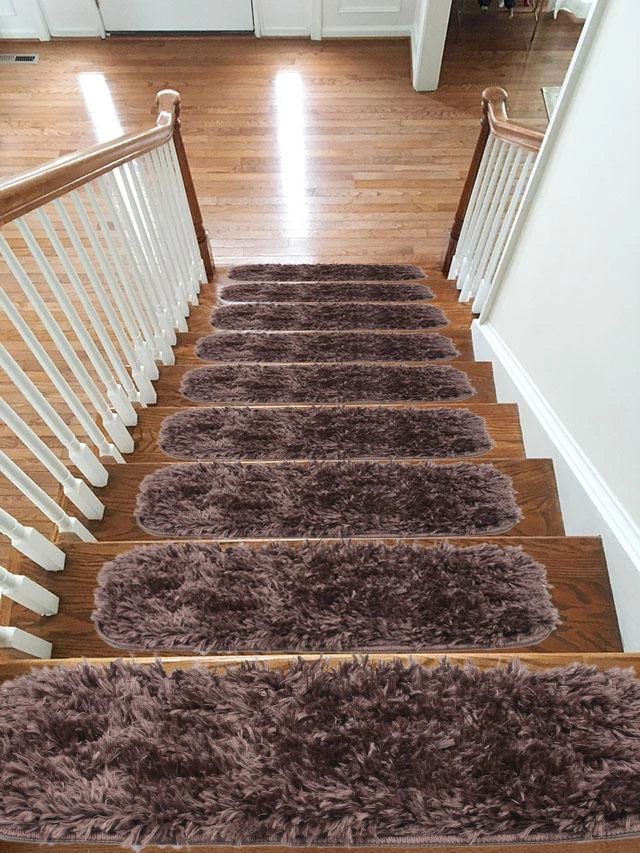 Stair Treads Carpet Non Slip Cleaning Machine Washable, Fluffy Shipskin 22x67cm - Image 3 of 4