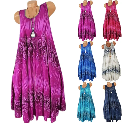Abito sciolto donna donna boho spiaggia vacanze floreale sole taglie forti - Foto 5 di 23