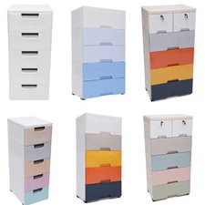 5-Drawers Dresser Clothes Storage Cabinet Bedroom Plastic Chest Closet Organizer